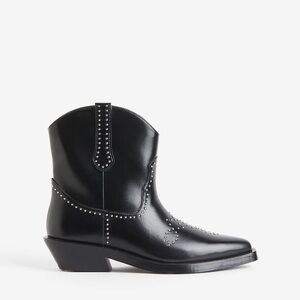 H&M Black Western Ankle Boots with Studs